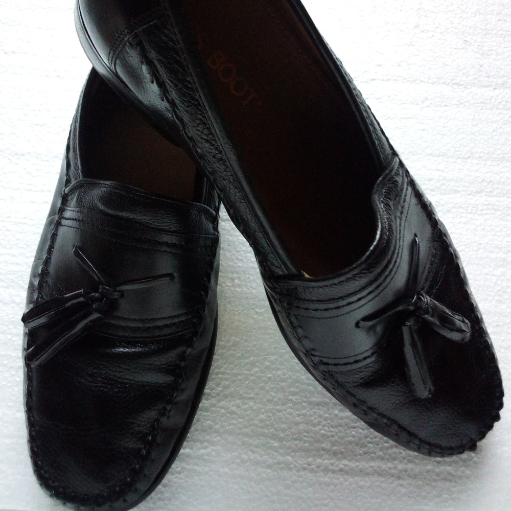 Brass Boot Soft Leather Tassel Slip On Loafers Men's 10.5 Black